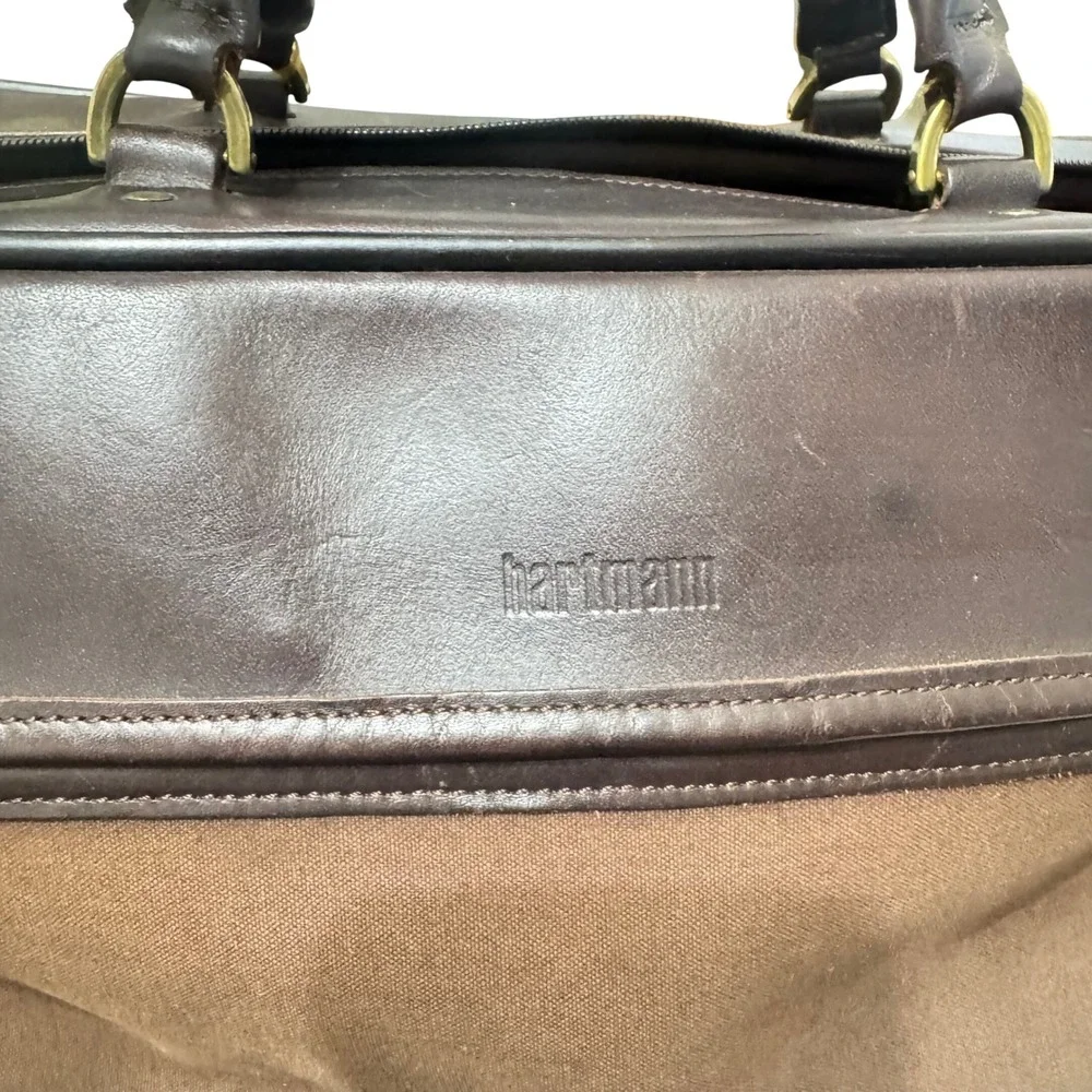 Hartmann‎ Vintage Suitcase Duffle Brown Luxe Collection Leather Canvas Plaid